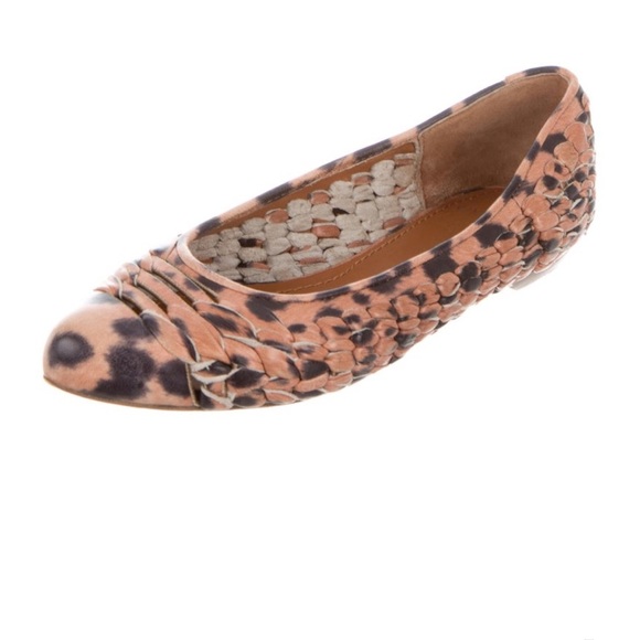 GIVENCHY Woven Leather Leopard Print Flats Size 5 - Picture 2 of 9